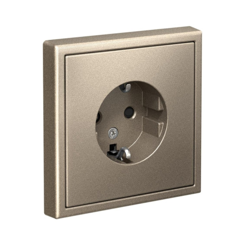 РОЗЕТКА с заземлением со шторками, 16А, мех-м, ШАМПАНЬ