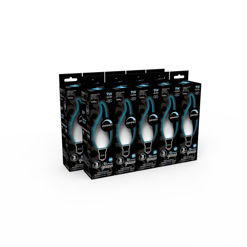 Лампа LED Filament Свеча на ветру 9W 610lm 4100К Е14 milky dim