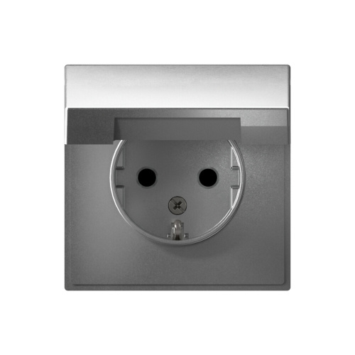 РОЗЕТКА с заземл. со шторк. с крышкой, 16А, IP20, мех-м, АЛЮМИНИЙ