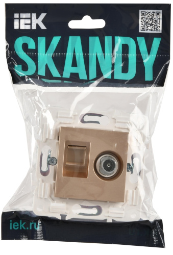 SKANDY Розетка двойная TV+RJ45 кат.5E SK-A14Sa песочный IEK