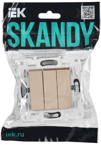 SKANDY Выключатель 3-клавишный 10А SK-V11Sa песочный IEK