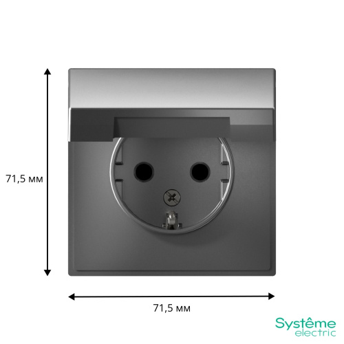 РОЗЕТКА с заземл. со шторк. с крышкой, 16А, IP20, мех-м, СТАЛЬ
