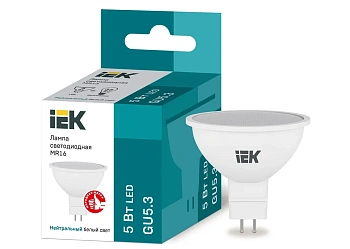 Лампа светодиодная MR16  5W GU5.3  4000K LLE-MR16-5-230-40-GU5 IEK