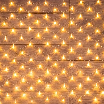 Гирлянда светодиодная  1,5*1,5 м 96 led 220 В 8 реж сетка белый теплый Neon-nigh (1/48)