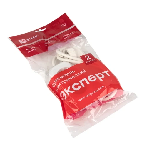 Удлинитель "Эксперт" 2 гнезда 2 метра 16А/3,5кВт с заземлением ПВС 3х1 EKF PROxima