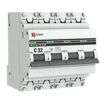 4Р 32А ВА 47-63 х-ка С  4,5кА   EKF  PROxima