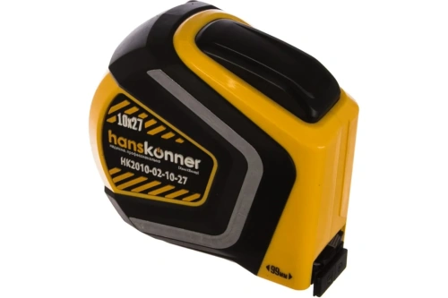 Рулетка  10 метров, 10x25, 2 стопа,противоударный корпус SoftTouch,мощный магнит,Hanskonner