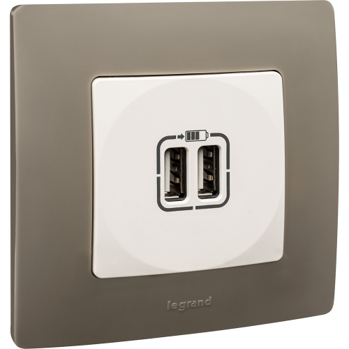 Розетка заряд 2хUSB БЕЛ ETIKA