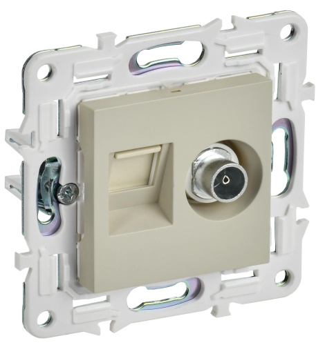 SKANDY Розетка двойная TV+RJ45 кат.5E SK-A14B бежевый IEK