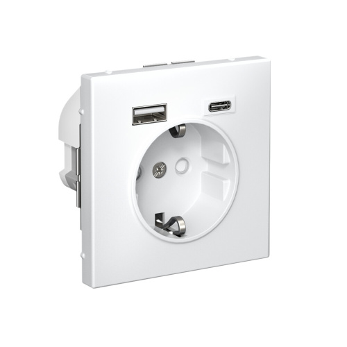 РОЗЕТКА 16А с 2 USB A+C, 5В/2,4А/3,0А, 2х5В/1,5А, мех-м, БЕЛЫЙ