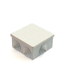 Коробка расп. д/откр.пр. 100х100х50 GE41255 IP 55, 6 гермоводов, серая, защелк.крышка Greenel