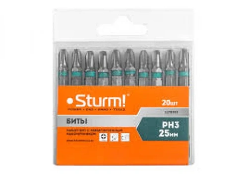 Биты РН3х25 c магнитным наконечником 20шт STURM 1270103