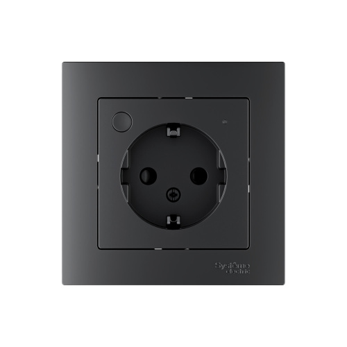 SMART РОЗЕТКА с заземл., со шт., Zigbee, L+N, 16А, мех., КАРБОН