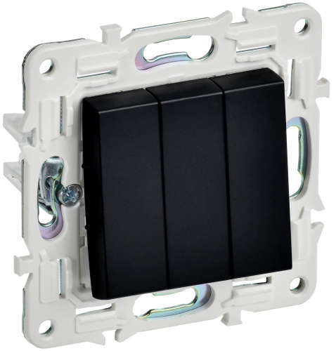 SKANDY Выключатель 3-клавишный 10А SK-V11Bl черный IEK