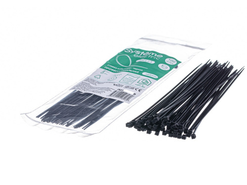 Стяжка кабельная нейлоновая 200х3.6 Чёрная (100шт) в пакете с замком ЗИП-ЛОК