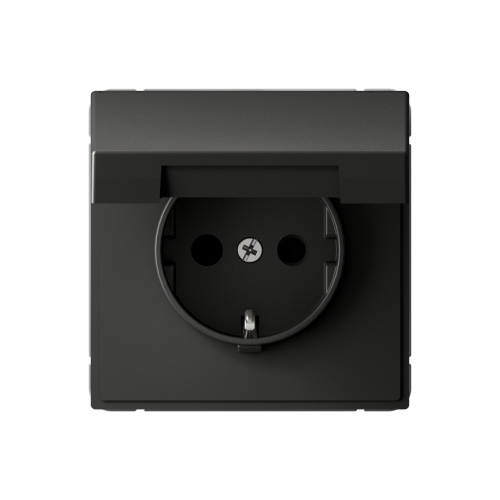 РОЗЕТКА с заземл. со шторк. с крышкой, 16А, IP20, мех-м, БАЗАЛЬТ