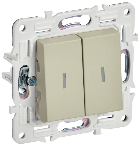 SKANDY Выключатель 2-клавишный с индикацией 10А SK-V09B бежевый IEK