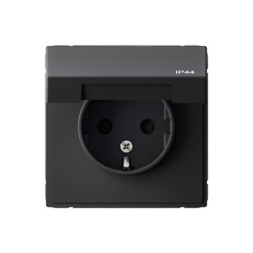 РОЗЕТКА с заземл. со шт. с крышк, 16А, IP44, мех-м, КАРБОН
