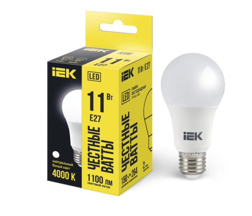 Лампа светодиодная A60 груша 11Вт 230В 4000К E27 IEK