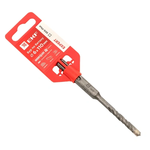 Бур  6х110 по бетону SDS-plus  (4 резца) (4S спираль) EKF Expert