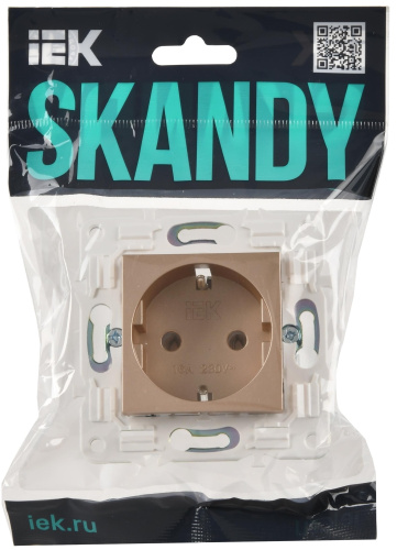 SKANDY Розетка с заземлением без защитных шторок 16А SK-R05Sa песочный IEK
