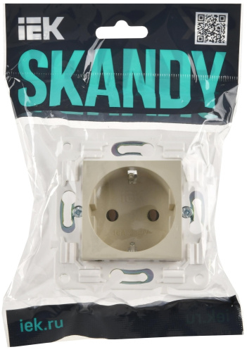 SKANDY Розетка с заземлением без защитных шторок 16А SK-R05B бежевый IEK