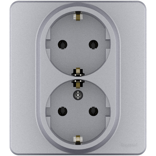 Розетка 2X2К+З АЛЮ INSPIRIA