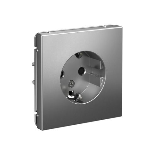 РОЗЕТКА с заземлением со шторками, 16А, мех-м, СТАЛЬ