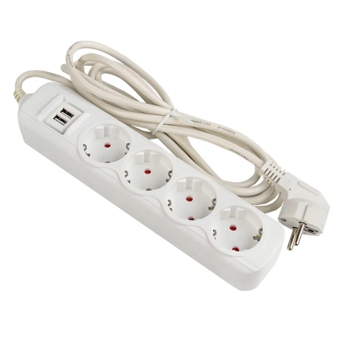 Удлинитель "Эксперт"  4 гнезда  5 метров 16А/3,5кВт с 2 USB 2,1А ПВС 3х1 EKF