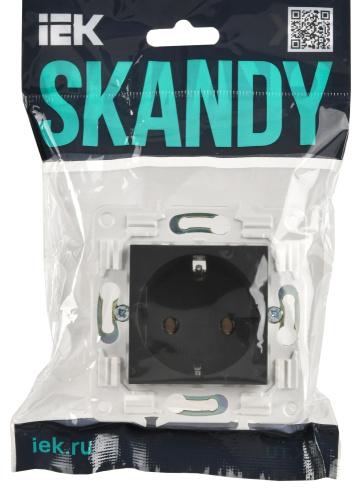 SKANDY Розетка с заземлением без защитных шторок 16А SK-R05G графит IEK