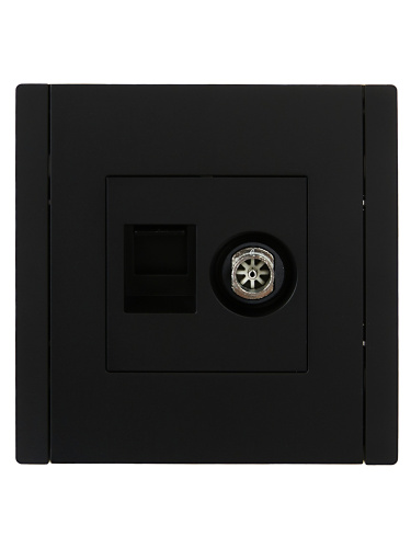 FORTE&PIANO Роз. двойная TV+RJ45 кат.5E FP136 чер. IEK
