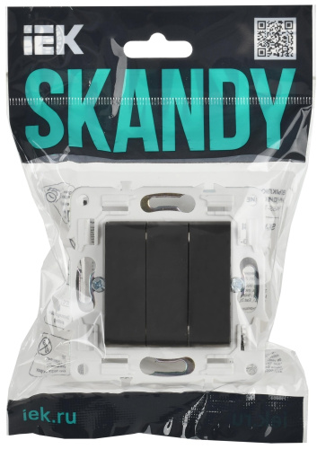 SKANDY Выключатель 3-клавишный 10А SK-V11G графит IEK