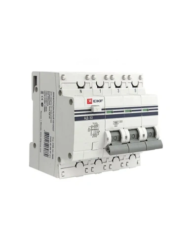 Дифференциальный автомат АД-32 3P+N 63А/100мА (хар. C, AC, электронный, защита 270В) 4,5кА EKF PROxima