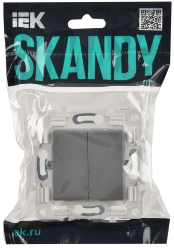 SKANDY Выключатель 2-клавишный 10А SK-V04Gr серый IEK