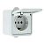 Прага Розетка 1-местная 16А с заземлением с крышкой IP44 белая EKF
