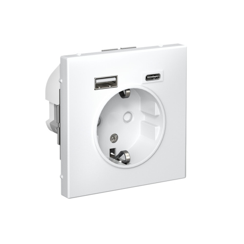 РОЗЕТКА 16А с 2 USB A+C, 5В/2,4А/3,0А, 2х5В/1,5А, мех-м, БЕЛЫЙ