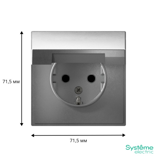 РОЗЕТКА с заземл. со шторк. с крышкой, 16А, IP20, мех-м, АЛЮМИНИЙ