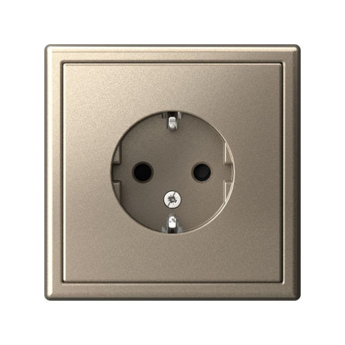 РОЗЕТКА с заземлением со шторками, 16А, мех-м, ШАМПАНЬ